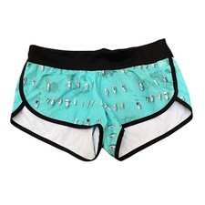 Hurley Phantom Swim Shorts Womens Small Blue Sea Boat Print High Waisted Pull On