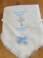 babys shawl WHITE embroidered
