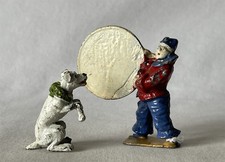 Vintage Painted Lead Circus Clown Hoop & Dog Toy Britains Era Charbens A61-501