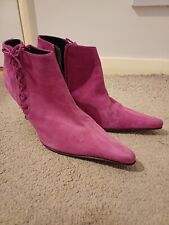 Bright pink suede ankle boots by Jane Shilton.Size.3.5