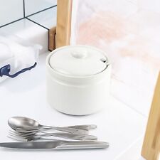 Porcelain Jam/Sugar Pot with Lid & Spoon Elegant Storage Set Breakfast and Tea