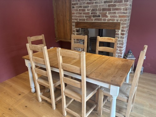 Pine farmhouse table beech - table., 6
