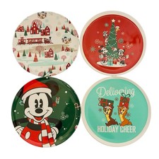 Disney Store Christmas Melamine Plates Set of 4 Mickey Minnie 20cm