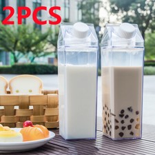 2PCS 500ml Reusable Clear Water Bottle Shape Carton Plastic Box Travel Drink Cup