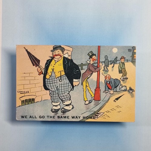 Comic postcard 1913 drunk fat - drunk,