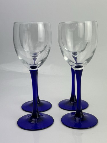 Cobalt blue stem wine - cobalt, glasses