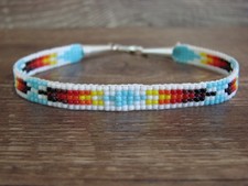 Large Native American Hand Beaded Bracelet by Cleveland