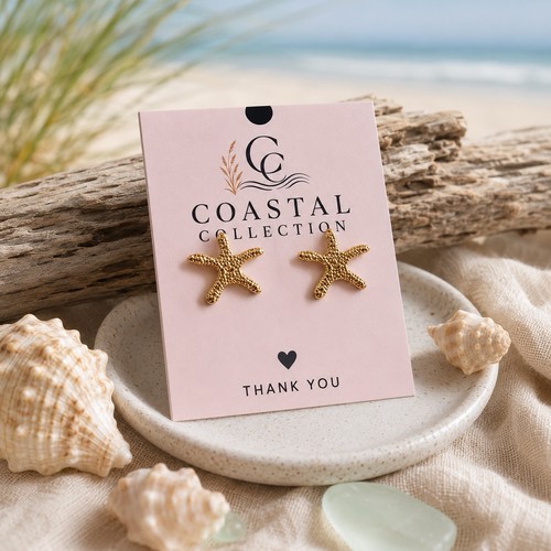 Gold tone starfish - gold,