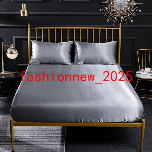 Satin silk bed fitted sheet - silk,