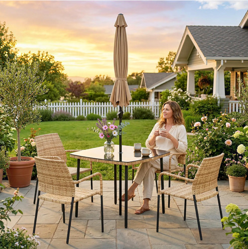 Rattan garden dining set - dining,