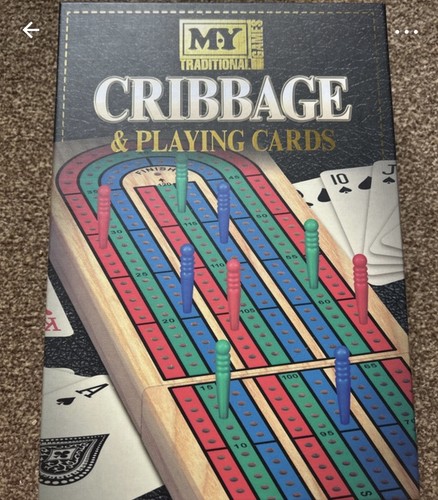 Wooden cribbage board and - cribbage,