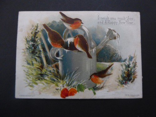 Victorian robins greeting card - victorian,