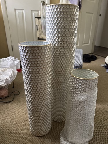 Set tall white textured - set, of