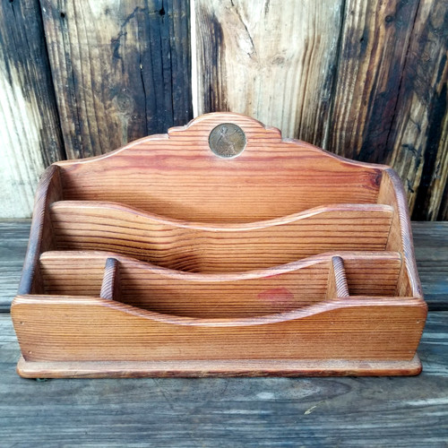 Vintage wooden desk organizer - vintage,