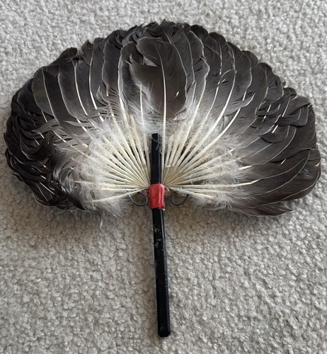 Antique feather fan handmade - antique,