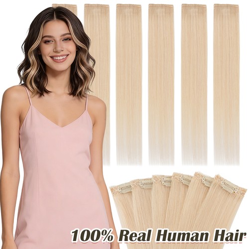 6pcs 100 real human hair - hair, clip
