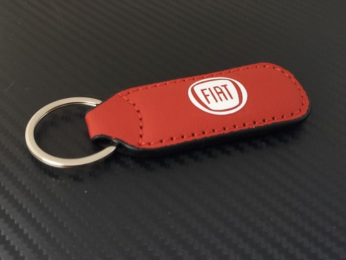 Fiat faux leather keyring - faux, red