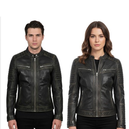 Black genuine leather cafe - black,