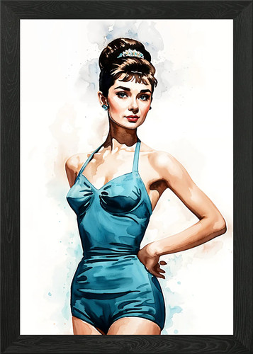 Audrey hepburn watercolor - hepburn,