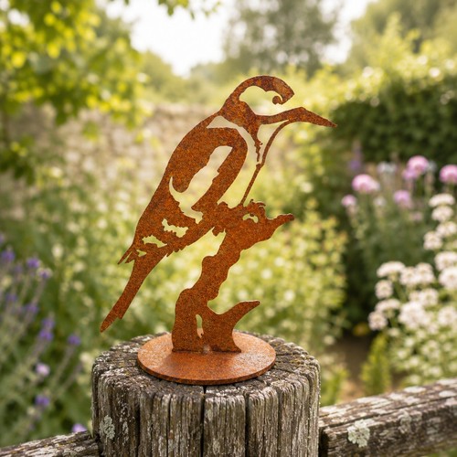 Rusty effect metal woodpecker - effect,