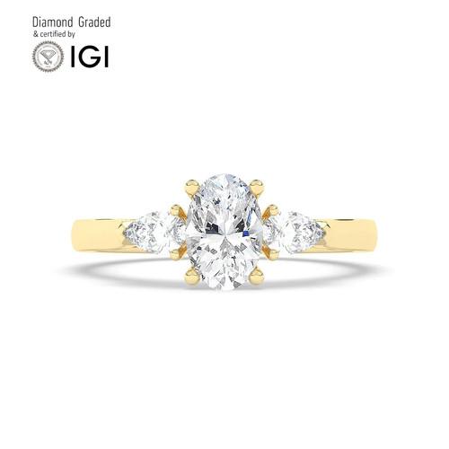 Oval diamond trilogy ring 18k - ring,