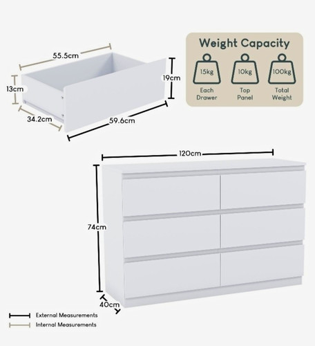 White drawer chest - 6-drawer,