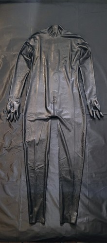 Black latex rubber catsuit - latex,