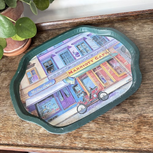Vintage metal tray - metal, retro