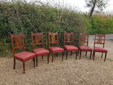 6 X Vintage Dining Chairs, Art Nouveau Inspired, Hardwood