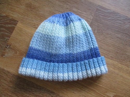 Blue mix striped hand knitted - blue,