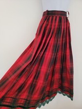 Vintage Skirt Red Silk Long