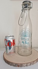 Vintage Style Glass Milk Bottle With Lockable Swing Top Closure Holds 1.75 Pints