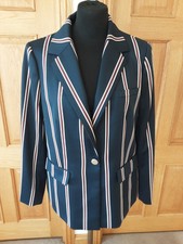 Ted Baker Ladies Blazer Navy Burgundy Regatta Striped Size 4 14  Spring Jacket