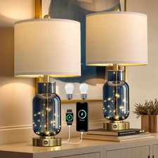 22" Glass Table Lamps Set of