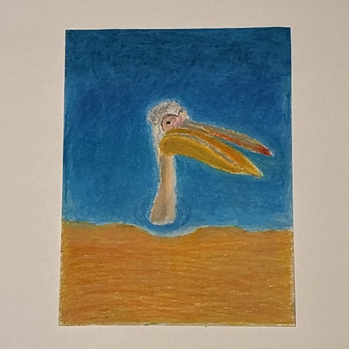 Seagull painting 5x11 - painting, 8.5x11