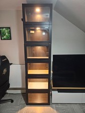 Ikea BESTÅ Frame, black-brown, 60x40x192 cm with lights and shelves