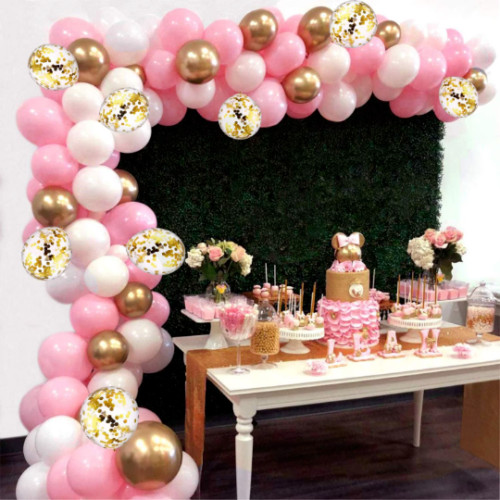 120pcs gold pink white balloon - 120pcs,