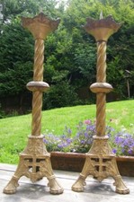 A LARGE 21" PAIR OF BRASS PRICKET CHURCH ALTAR CANDLESTICK 19th CENTURY #2