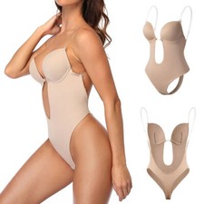 Women Shapewear Backless Body Shaper Plunge Sexy Low Back Thong Party Bodysuit