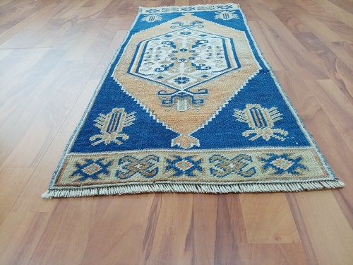 Blue handmade rug vintage - blue,