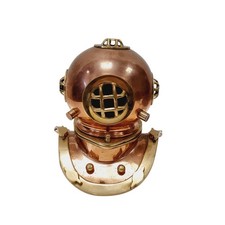 Vintage Old Antique Brass & Copper Diver Helmet 9"  Replica Ornament (11)
