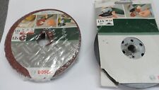 BOSCH 115mm GRINDING DISC BACKING PAD  AND 12X115MM ABRASIVE FIRBE SANDING DISCS