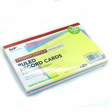 100 x Record Cards Ruled  6" x