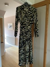 Zara Olive, Cream and Black Patterned Maxi Dress Size M