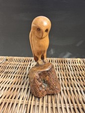 Hand Carved Wooden Barn Owl