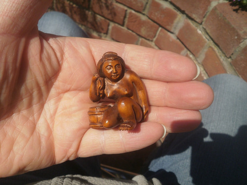 Hand carved wood netsuke - wood,