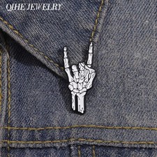 Skeleton Hand Enamel Pin Punk