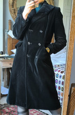 Vintage 100% Cotton 100% Viscose Velvet a line Coat 10 long goth steampunk