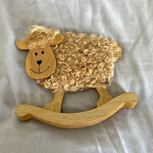 Rustic wooden rocking sheep - wooden,