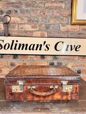 ANTIQUE CROCODILE LEATHER SUITCASE WITH KEYS 